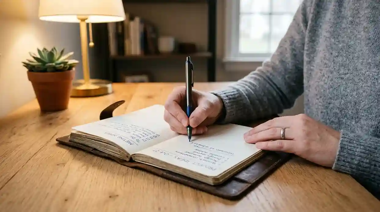 Organisierte Geldverwaltung mit Budget-Notizen und Taschenrechner