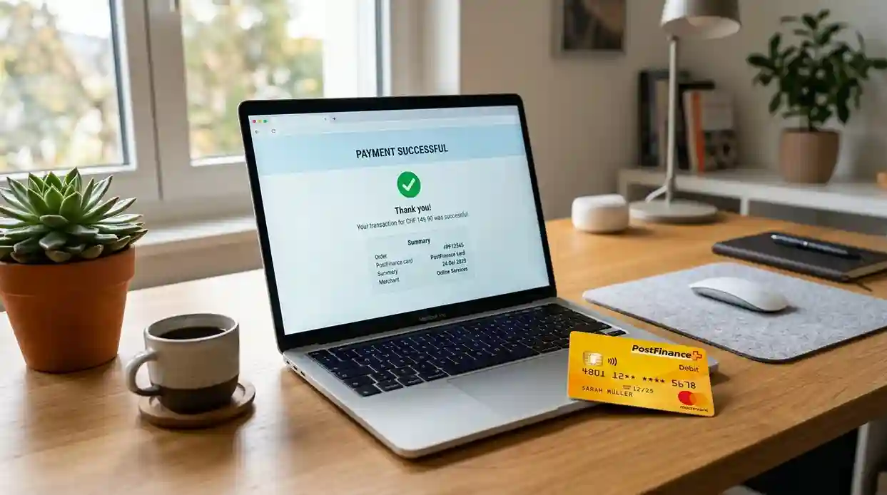 Sichere Online-Zahlung mit Schweizer Bankkarte am Computer