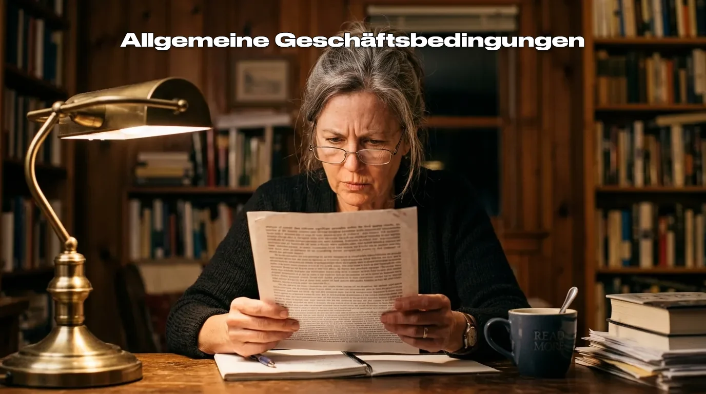 Person liest die Geschäftsbedingungen eines Wettanbieters aufmerksam durch