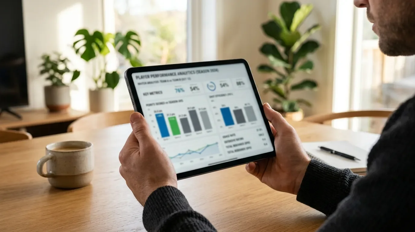 Sportstatistiken werden auf einem Tablet analysiert